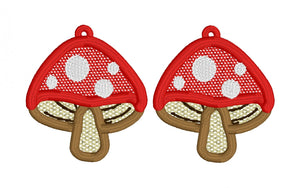 Woodland Mushroom FSL Earrings - In the Hoop Freestanding Lace Earrings