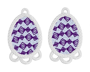 Zig Zag Cascarone Eggs FSL Earrings - In the Hoop Freestanding Lace Earrings