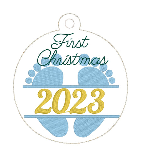 Premier ornement de Noël de bébé 2023 et BLANC pour cerceaux 4x4