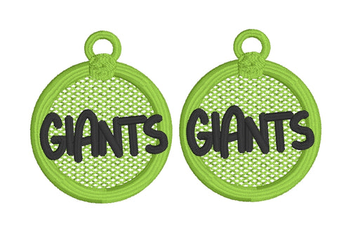 GIANTS FSL Earrings - In the Hoop Freestanding Lace Earrings