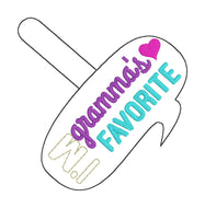 Gramma’s Favorite snap tab embroidery design