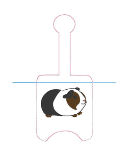 Guinea Pig Hand Sanitizer Holder Snap Tab Version In the Hoop Embroidery Project 1 oz BBW for 5x7 hoops