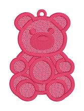 Honey Bear Gummy Bear Ornement en dentelle autoportant ou signet pour cerceaux 4x4