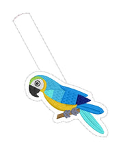 Blue Macaw Parrot Snap Tab In the Hoop embroidery design