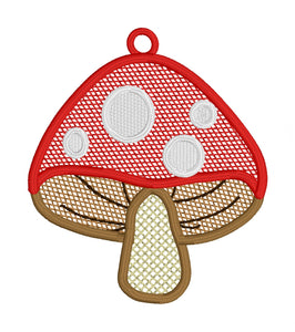 Woodland Mushroom Freestanding Lace Ornament or Bookmark for 4x4 hoops