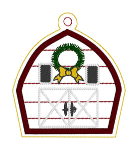 Old Christmas Barn Applique Christmas Ornament for Vinyl/Fabric for 4x4 hoops