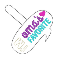 Oma's Favorite snap tab embroidery design