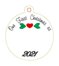 Our First Christmas as 2021 Ornament for 4x4 hoops