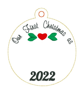 Our First Christmas as 2022 Ornament for 4x4 hoops