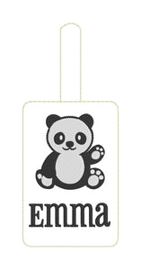 Panda Double Sided Luggage Tag snap tabDesign for 5x7 Hoops