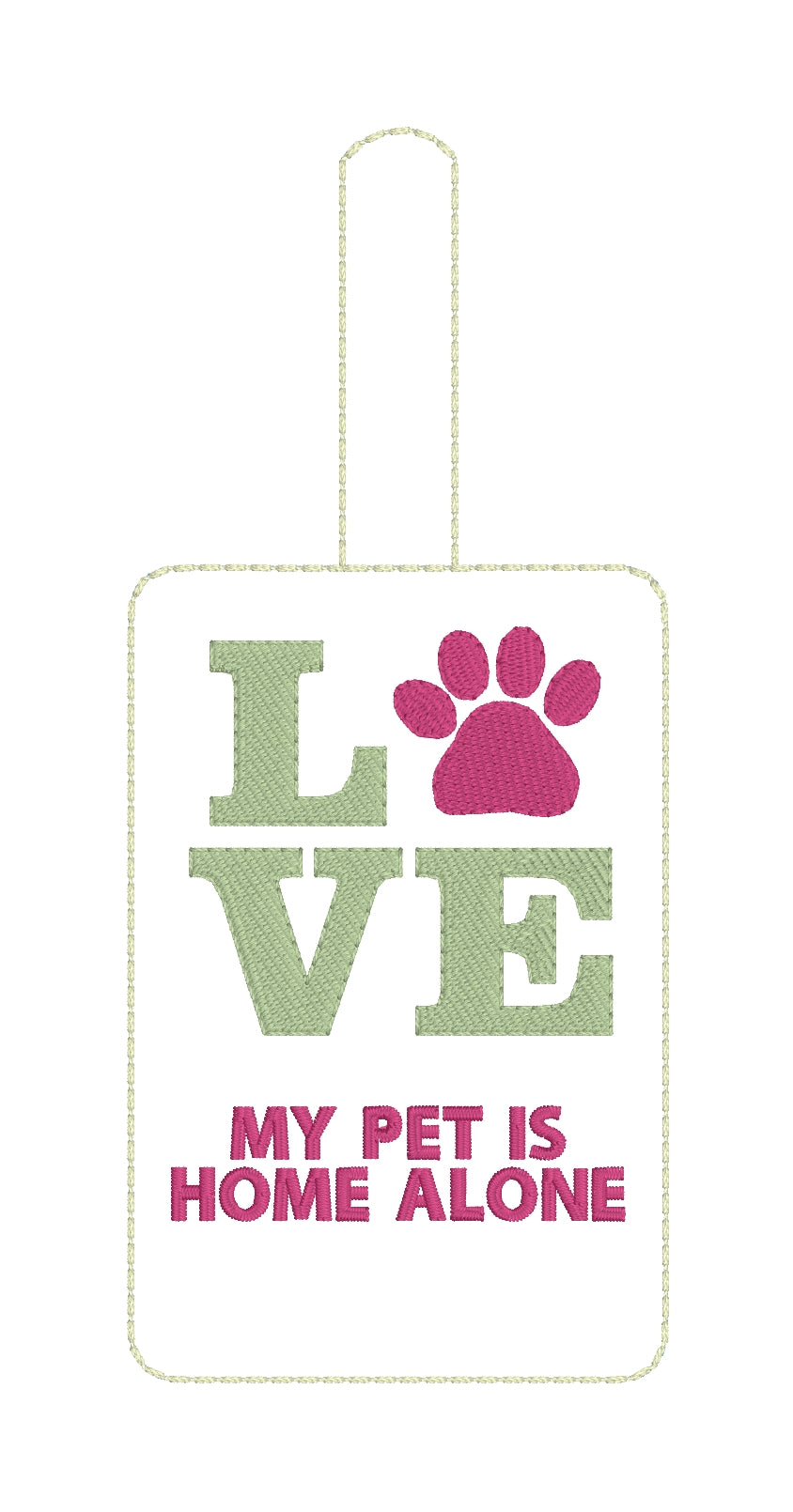 Paw Print LOVE Pet Home Alone Double Sided Luggage Tag Design for 5x7 Hoops