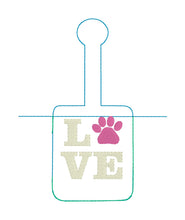 Love Paw Print Doggie Bag Roll Holder Snap Tab Version In the Hoop Embroidery Project  for 5x7 hoops