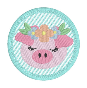 Pretty Piggy Patch embroidery design