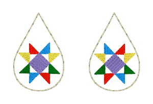 Quilt Block Teardrop Earrings embroidery design