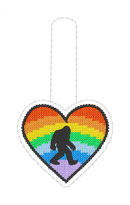 Rainbow Bigfoot Snap Tab In the Hoop embroidery design
