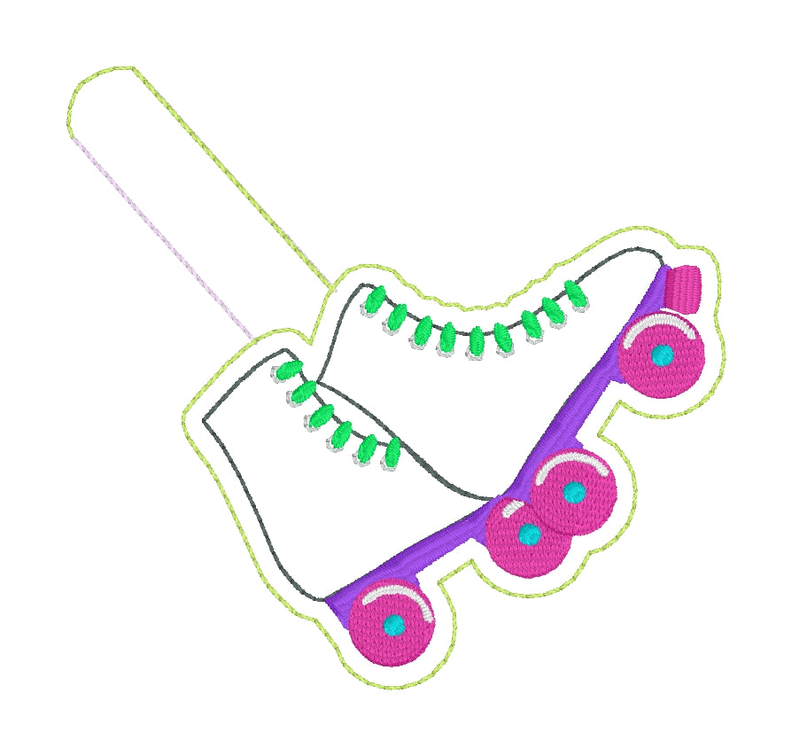 Roller Skate Snap Tab In the Hoop Embroidery Project Designs By Babymoon