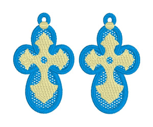 Boucles d’oreilles Rounded Cross FSL - Boucles d’oreilles en dentelle autoportantes In the Hoop