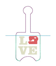 Love Sewing Machine Hand Sanitizer Holder Snap Tab Version In the Hoop Embroidery Project 1 oz BBW for 5x7 hoops
