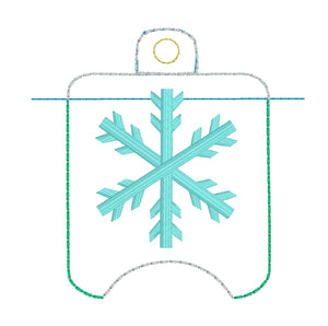 Snowflake Hand Sanitizer Holder Eyelet Version In the Hoop Embroidery Project  2 oz for 4x4 hoops