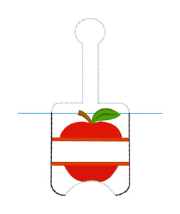 Split Apple Hand Sanitizer Holder Snap Tab Version In the Hoop Embroidery Project 1 oz for 5x7 hoops