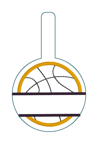 Split Basketball BLANK Aplique Bolsa Etiqueta Snap Tab para aros 5x7