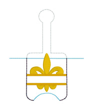 Split Fleur De Lis Hand Sanitizer Holder Snap Tab Version In the Hoop Embroidery Project 1 oz for 5x7 hoops