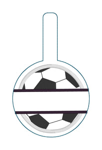 Split Soccer Ball BLANK Applique Bag Tag Snap Tab pour cerceaux 5x7