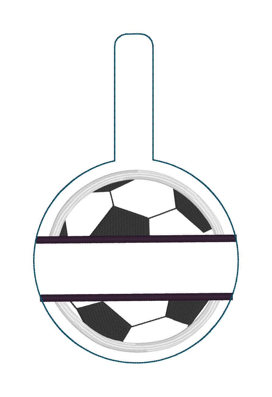 Split Soccer Ball BLANK Applique Bag Tag Snap Tab for 5x7 hoops