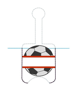 Split Soccer Ball Sanitizer Holder Snap Tab Version In the Hoop Embroidery Project 1 oz for 5x7 hoops