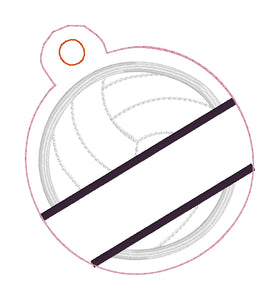 Etiqueta de bolsa de apliques en blanco de voleibol dividido o adorno para aros 4x4