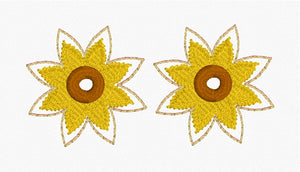 Sunflower Crystal Rivet Earrings - Two sizes for 4x4 hoops