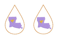 Teardrop Louisiana Earrings embroidery design for Vinyl and Leather