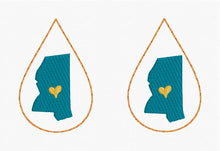 Teardrop Mississippi Earrings embroidery design for Vinyl and Leather