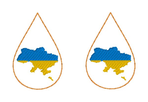 Teardrop Ukraine Earrings embroidery design for Vinyl and Leather