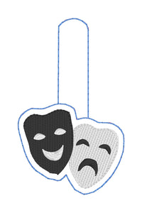 Theater Drama Mask Snap Tab SET for 4x4 hoops