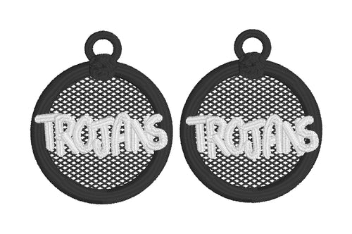 Trojans FSL Earrings - In the Hoop Freestanding Lace Earrings