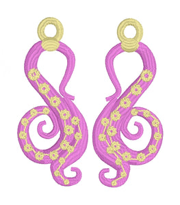 Unfortunate Souls FSL Earrings - In the Hoop Octopus Tentacle Freestanding Lace Earrings