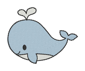 Whale Embroidery Design 2 3 4 inches