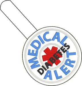 Medical Alert Diabetes snap tab embroidery design