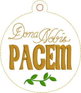 Dona Nobis Pacem Christmas Ornament for 4x4 hoops