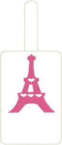 Eiffel Tower Double Sided Luggage Tag Design for 5x7 Hoops
