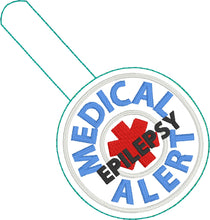 Medical Alert Epilepsy snap tab embroidery design