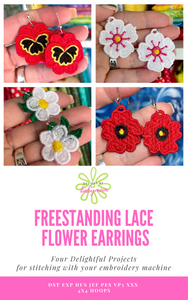 Ensemble de boucles d’oreilles à fleurs FSL - Quatre modèles - Pensée, Coquelicot, Marguerite, Fleur de Cerisier PROJET