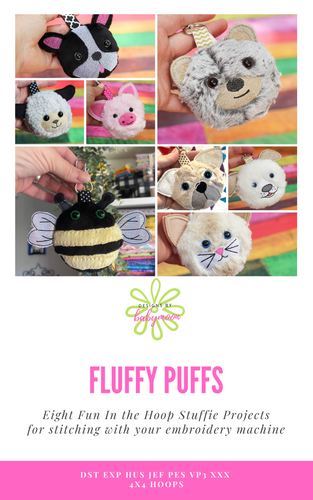 Conjunto de paquetes de proyectos Fluffy Puffs -Ocho diseños en el aro - USB INCLUIDO - KIT PIGGY INCLUIDO