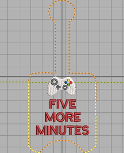 Five More Minutes Gamer Hand Sanitizer Holder Snap Tab Version Dans le projet de broderie Hoop 1 oz pour cerceaux 5x7