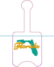 Florida Hand Sanitizer Holder Snap Tab Version In the Hoop Embroidery Project 1 oz BBW for 5x7 hoops