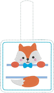Baby FOX Boy and Girl Set snap tab Diaper Bag Tag for 4x4 hoops