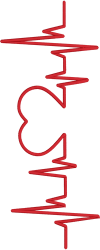 Diseño de bordado de latidos del corazón EKG del pulso - 4x4 5x7 y 6x10