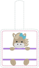 Horse snap tab Personalized Bag Tag for 4x4 hoops