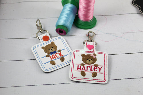 Baby Bear Boy and Girl Set snap tab Etiqueta de bolsa de pañales para aros 4x4